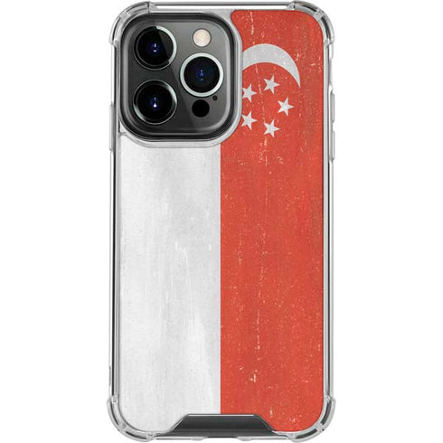 Singapore Flag Distressed iPhone 16 Pro Max Clear Case